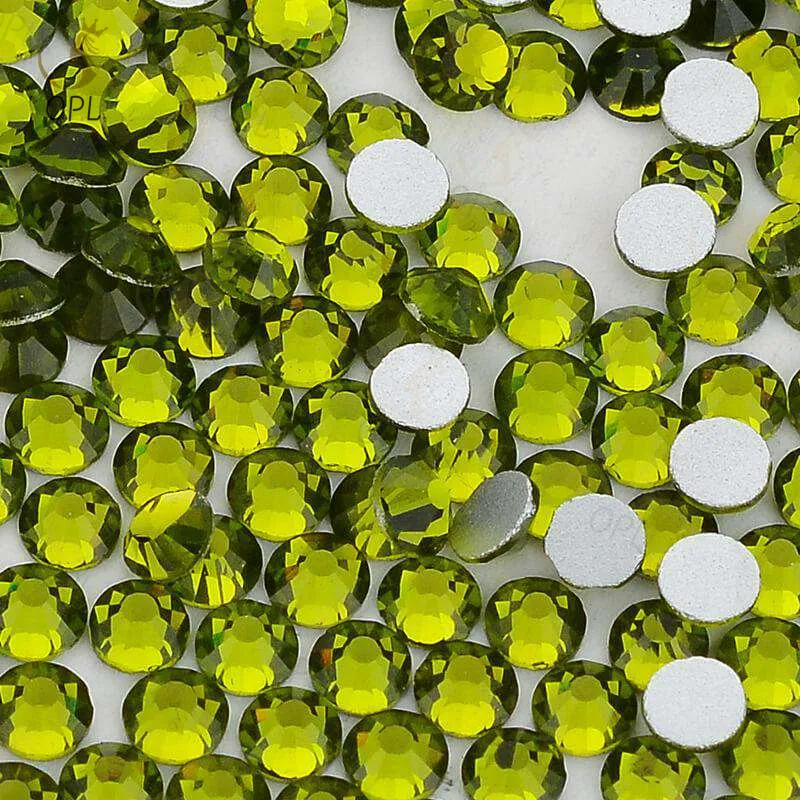 Опт, SS3-SS40 оливково-зеленое стекло, стразы для дизайна ногтей, 1440 шт., упаковка для отличительных украшений