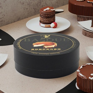 Caja Cilíndrica Biodegradable con Borde Plano y Logotipo Personalizado para Pastel de Queso Basco, Empaque Redondo para Pastelería - Product Image 1