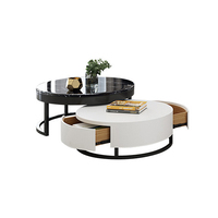 Table basse ronde avec tiroir rotatif et plateau relevable pour le salon