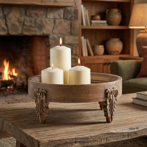 Decorative Mango Wood Round Candle Holder Wooden <b>Tealight</b> Stand for Modern Home Decor and Wedding Table Centerpiece - Product Image 3