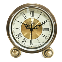 Horloge de table vintage rétro en métal avec lumière LED nocturne, horloge de bureau à chiffres romains pour la chambre à coucher, la table de chevet, la décoration de la maison