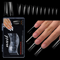 Pointes à ongles en gel souple avec logo personnalisé 500 pièces Long Coffin Square Press Jelly Nails Full Cover False Extension Design