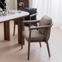 Chaise de salle à manger minimaliste italienne en bois massif, chaise de thé de luxe léger, design d'inspiration vintage, fauteuil haut de gamme, mobilier de maison