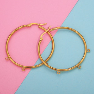 Base de boucles d'oreilles avec anneaux |   Porte-breloques grand cercle en acier inoxydable plaqué or PVD 18 carats pour la fabrication de bijoux DIY - Product Image 2