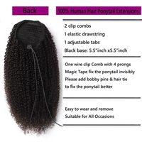 Queue de cheval à cordon Afo en cheveux humains bouclés crépus pour femmes, 10-30 pouces, extensions de cheveux 100% naturels à clipser