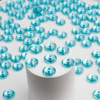 Perles de strass à coudre Lagoon 6 mm en résine époxy turquoise clair, à dos plat, trou central, breloques diamant pour la confection de vêtements, modèle