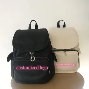 Produsen tas punggung nilon kualitas baik ransel Sekolah Pria Wanita warna Solid tas sekolah Ukuran Sedang tas bahu gagak baru