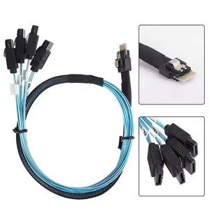 Cable MINI Slim SAS de 38 pines SFF-8654 <span class=keywords><strong>4i</strong></span> a 4 SATA 3.0 de 7 pines, cable de distribución para controlador RAID de servidor, de host a unidades de disco duro objetivo - Product Image 2
