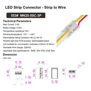 คลิปหนีบแถบไฟ LED ขนาดเล็ก8มม. ทำจากวัสดุที่ชัดเจนเป็นพิเศษใช้เชื่อมต่อแบบแถบไฟ LED ขนาดเล็ก3Pin CCT - Product Image 4