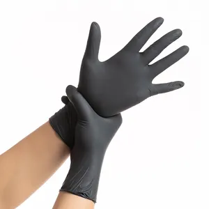Pack of 100 Textured Fingertips Black Blue Nitrile gloves
