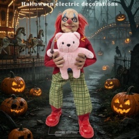 Grande figurine de clown électrique à induction pour Halloween, à brancher, pièce décorative effrayante pour maison hantée