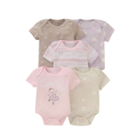 Vente en gros de body bébé nouveau-né en coton biologique imprimé sur mesure, couleur unie, body bébé vierge à manches courtes