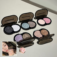 Palet Eyeshadow OEM Dua Warna Hasil Panggang, Shimmer Glitter Efek Berlian, Bubuk Halus, Tahan Lama, Tahan Air