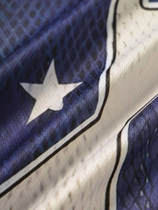 VARLDENS Star 22 Maillot en maille rétro streetwear 100% coton pour base blanche avec accents bleu marine Automne 2025 Anti-rides Séchage rapide - Product Image 4