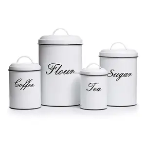 Boîtes de rangement hermétiques pour comptoir de cuisine, lot de 4, accessoire de stockage des aliments, avec couvercles, pour farine, thé, café