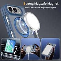 Coque de téléphone magnétique mate bleue soyeuse premium pour iPhone Duo avec 120 points magnétiques °   Support de raquette avec logo personnalisé et emballage à motif