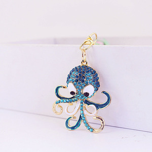 2026 Dalaful Leuke Octopus Sleutelhanger Sleutelhanger Kristal Oceaan Dier Portemonnee Handtas Tassen Hanger Sleutelhanger Ring Houder voor Auto Vrouwen - Product Image 3