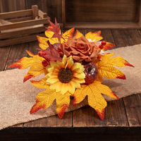 Arrangements floraux exclusifs en plastique pour l'automne, style minimaliste, avec fausses citrouilles, tournesols et feuilles d'érable, pour Thanksgiving