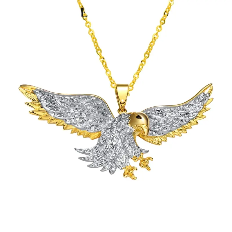 JASEN Custom Sterling 925 Silver Pendant Jewelry Iced out 18k Gold Plated Iced Out Eagle Jewelry Hip Hop Pendant