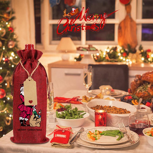 Sacchetto Regalo Personalizzato in Lino con Coulisse per Bottiglia <span class=keywords><strong>di</strong></span> Vino, per 75° <span class=keywords><strong>Compleanno</strong></span>, Ecologico, Vendita all'Ingrosso - Product Image 2