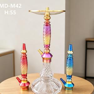 Iridescent Aluminum <b>Hookah</b> Set Gold Brass Tone Shisha <b>Pipe</b> Narghile with Textured Handle for Bar Lounge Home - Product Image 4