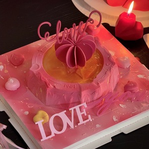ท็อปเปอร์เค้กอะคริลิค รูปหัวใจ น้ำผึ้งและรสหวาน สำหรับตกแต่งเค้กวันวาเลนไทน์ วันเกิด และเทศกาลฉีซี - Product Image 3