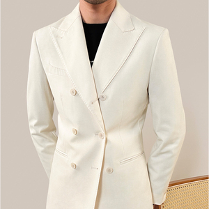 Nouveau produit Costumes de mariage classiques pour hommes Costume pantalon manteau blanc pour hommes Costume croisé - Product Image 4