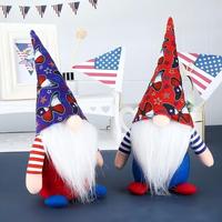 Nouvelles décorations pour la fête de l'Indépendance : Gnomes américains, poupées sans visage et jouets en peluche Rudolph