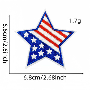 Nuove Toppe Ricamate Termoadesive Stile Stati Uniti per il Giorno dell'Indipendenza USA, Colori Rosso e Blu - Product Image 3