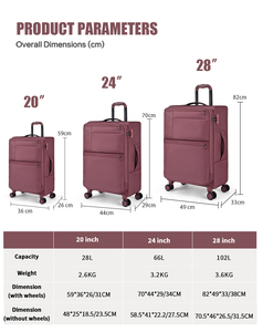 Set di Valigie Leggere Goby London in <span class=keywords><strong>Tessuto</strong></span> Oxford Morbido, 3 Pezzi 20" 24" 28" Pollici, <span class=keywords><strong>Grande</strong></span> Capacità con Separazione Asciutto/Bagnato, <span class=keywords><strong>Valigia</strong></span> da Cabina - Product Image 6