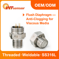 Capteur de pression à membrane à montage encastré WTsensor PC12II avec filetage soudable M20, pour milieux visqueux, anti-colmatage, 0,25 % FS, OEM, IP65