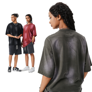 High Quality Heavyweight Cotton Custom T-Shirt Men Vintage High Street Oversized Washed Blank T Shirt Digital Print <b>Tshirt</b> - Product Image 2