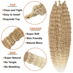 24 inci 100g rambut Crochet gelombang dalam Ombre kotak dalam kepang putar Air gelombang laut ekstensi rambut kepang sintetis