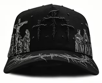 Nueva Gorra de Béisbol Negra con Cruz Gótica y Pedrería, Estilo Deportivo Urbano Unisex, Bordado 3D, 5 Paneles, Ajustable, de Algodón