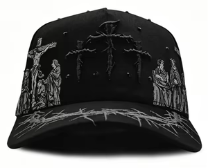 Nueva Gorra de Béisbol Negra con Cruz Gótica y Pedrería, Estilo Urbano Unisex, 5 Paneles, Ajustable, de Algodón - Product Image 6