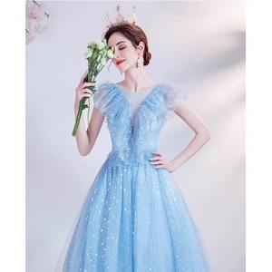 SWS752 Sparking Scoop cuello plumas vestido de quinceañera fuera del hombro vestido de fiesta de graduación hasta el suelo batas vestidos de novia - Product Image 2