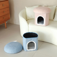Lit pour chat et repose-pieds confortable en forme de champignon, pouf en polaire douce pour animaux de compagnie, nid durable en éponge pour la décoration de salon