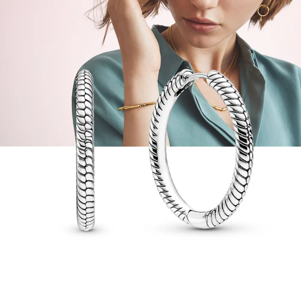Brincos pandoraed de anel duplo, mais novo brinco unissex projetado em prata esterlina 2012, joia para mulheres, verão, 925