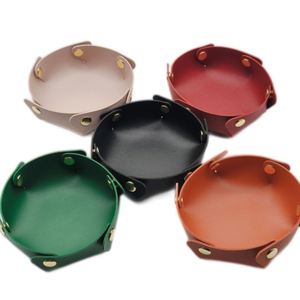 Stocked PU Leather Edc Dump <b>Tray</b> Simple DND Dice Rolling <b>Tray</b> Good Quality Round Folding Dice <b>Tray</b> for Gifts - Product Image 1