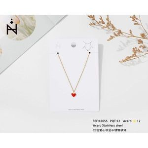 Collana con Cuore Rosso in Acciaio Inossidabile, Gioiello Pendente per Donne, Accessorio di Moda - Product Image 3