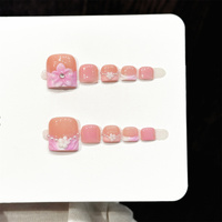 Ongles d'orteils en acrylique de luxe durables à presser, faits à la main, épaissis, faux ongles 3D réutilisables à coller