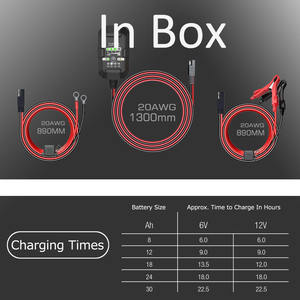 Cargador de baterí<span class=keywords><strong>a</strong></span> inteligente de plomo ácido de 6V y 12V, <span class=keywords><strong>1000mA</strong></span>, 1A, <span class=keywords><strong>amperios</strong></span>, 12W, mantenedor de cargador para baterías de litio AGM WET GEL - Product Image 6