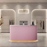 Comptoir de réception moderne sur mesure pour salon de beauté et coiffure, meuble de réception incurvé, comptoir d'accueil