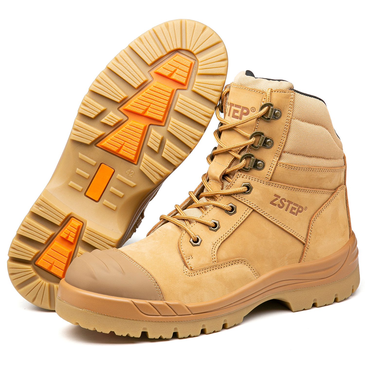 Men's Leather Safety Boots With Steel Toe - Lightweight Work Shoes/Trainers, Slip Resistant (Sizes UK 6-13)
