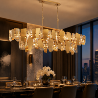 Lustre linéaire en cristal à 2 niveaux personnalisé, luminaire suspendu moderne de luxe pour salle à manger, hôtel, restaurant, îlot de cuisine