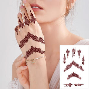 Tato sementara, kualitas tinggi, mode gaya tato sementara, stiker <span class=keywords><strong>Henna</strong></span> tahan air, tato tangan coklat - Product Image 4