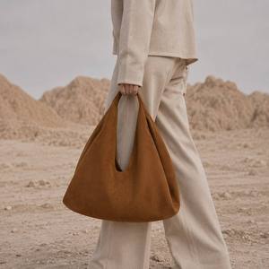 Marque Privée Fait Main Daim Nubuck Croissant Hobo Poignée Intégrée Unique Slouchy Doux Sac Femme Épaule Hobo - Product Image 2