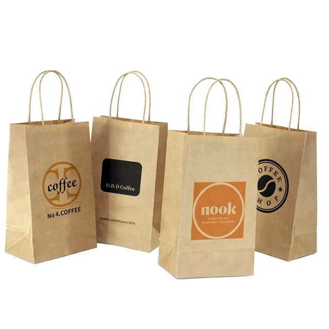 Illys Kraft Paper Bags 24 Pieces Set 15x21x8 Cm Custom Design Paper Bag With Ribbon Handle Fashion Small Paper Bags For Jewelry