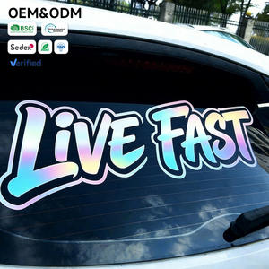 Autocollant de voiture holographique personnalisé - Décalque en vinyle arc-en-ciel personnalisé pour les vitres arrière - Product Image 1