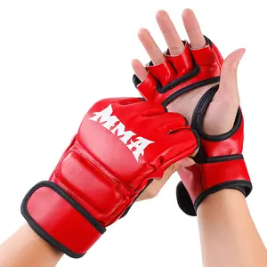 Custom Logo Training Half Finger PU Leather Punching Boxing gloves